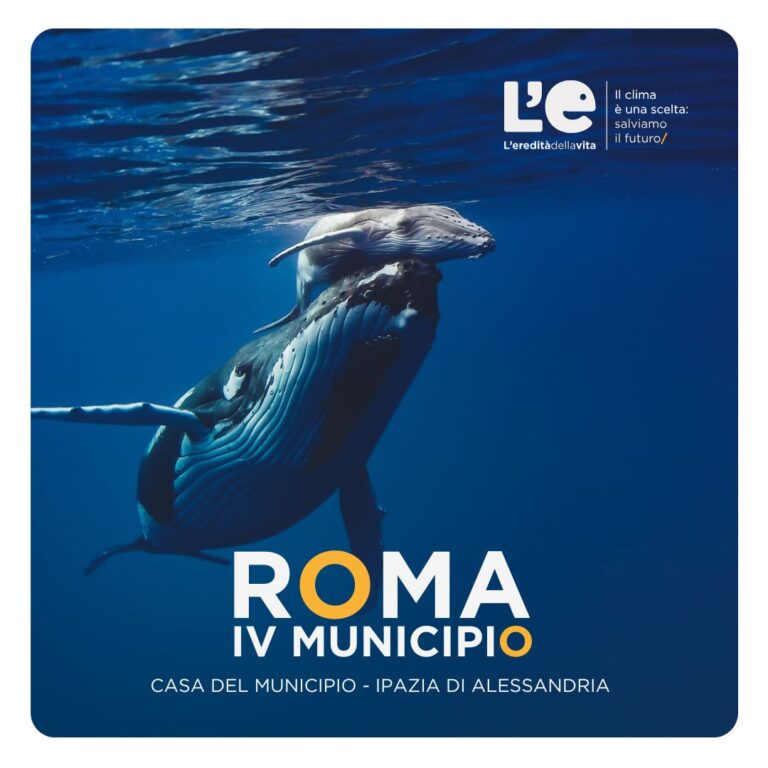 Balena con scritta "Roma IV Municipio" - immagine copertina blog articolo su inaugurazione Eredita della vita a Roma IV Municipio