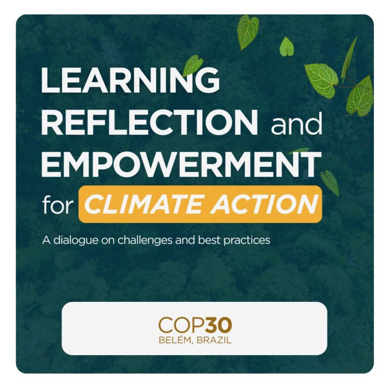 Copertina dell’evento “Learning, Reflection and Empowerment for Climate Action” alla COP30 di Belém.